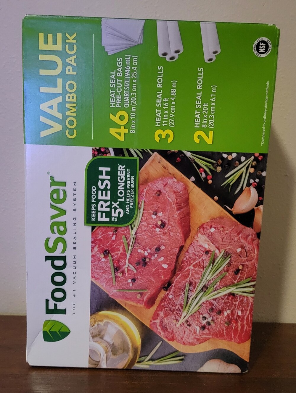 ​FoodSaver Value Combo Pack–46 Quart Bags & 5 Vacuum Heat Seal Rolls​ Food Save